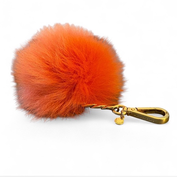 Michael Kors Tangerine Faux Fox Fur Pom Pom Keychain - Picture 3 of 4
